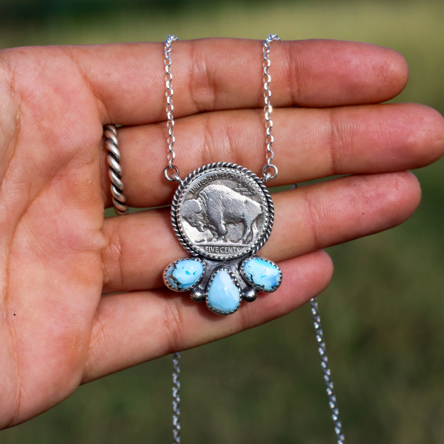 Golden Hills Turquoise Buffalo Nickel Necklace