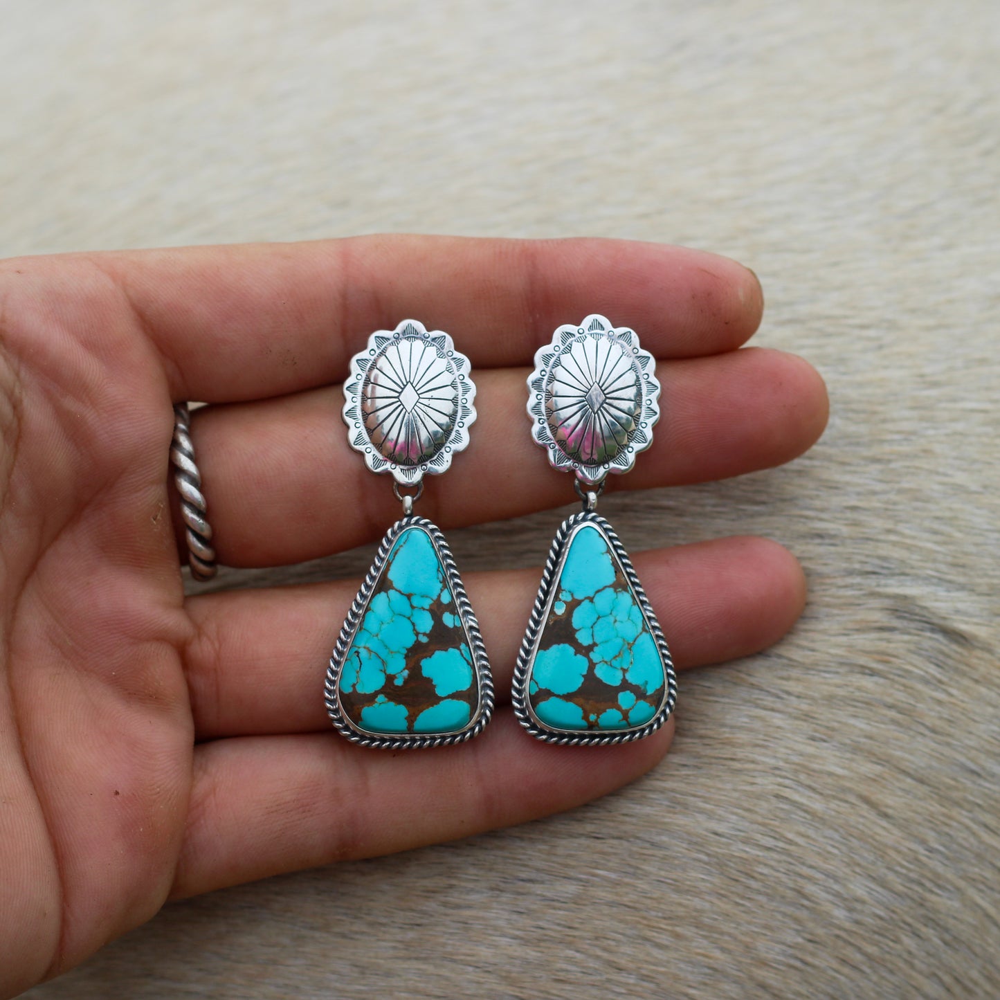 #8 Turquoise Concho Earrings