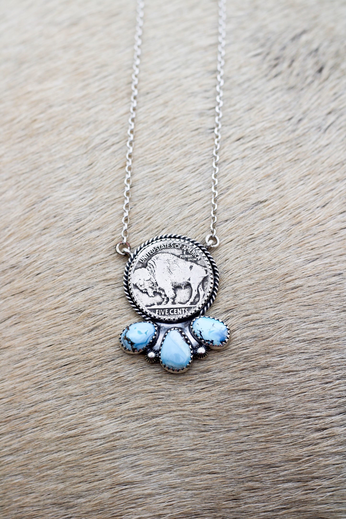 Golden Hills Turquoise Buffalo Nickel Necklace