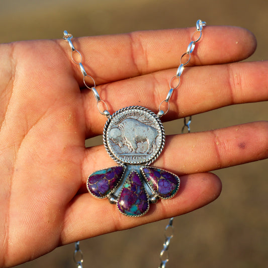Mojave Purple Buffalo Nickel Necklace
