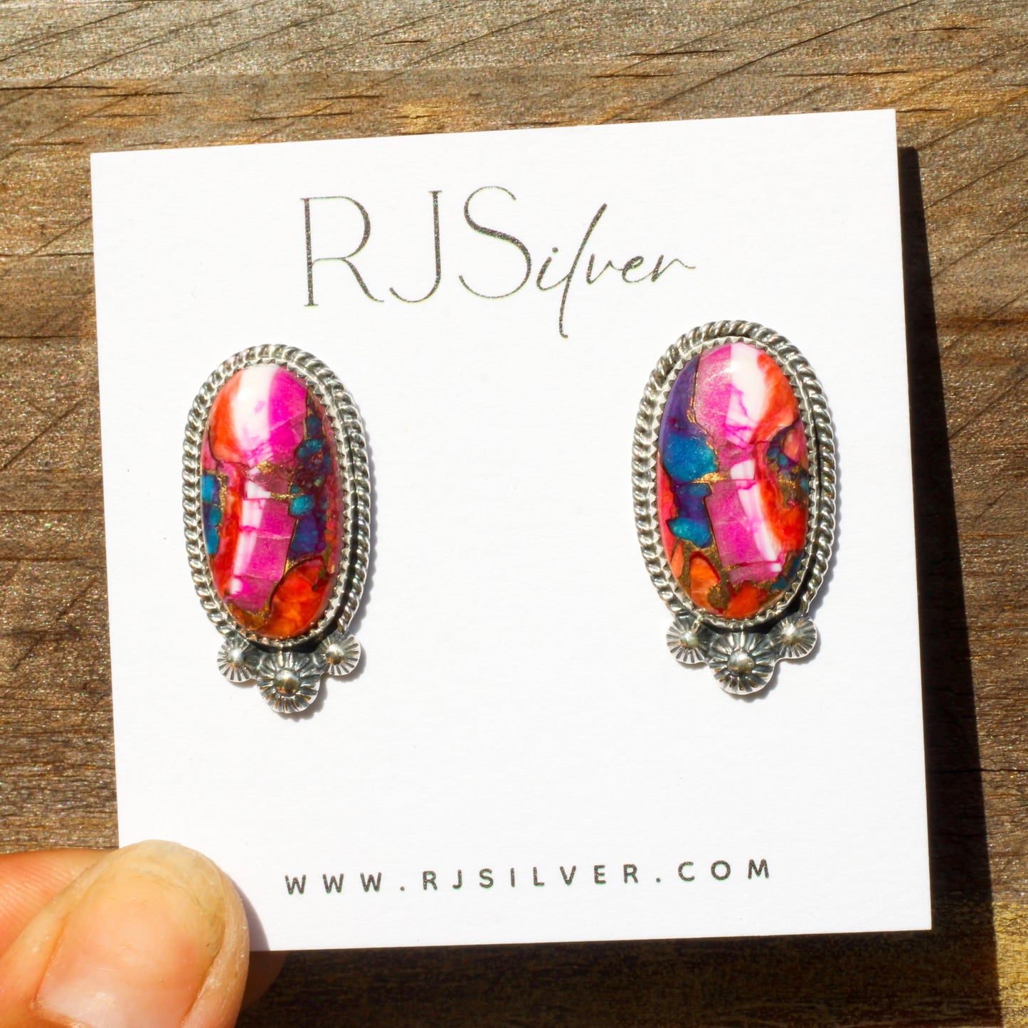 Pink Spiny Oyster & Turquoise Studs