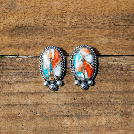 Spiny Oyster & Turquoise Studs