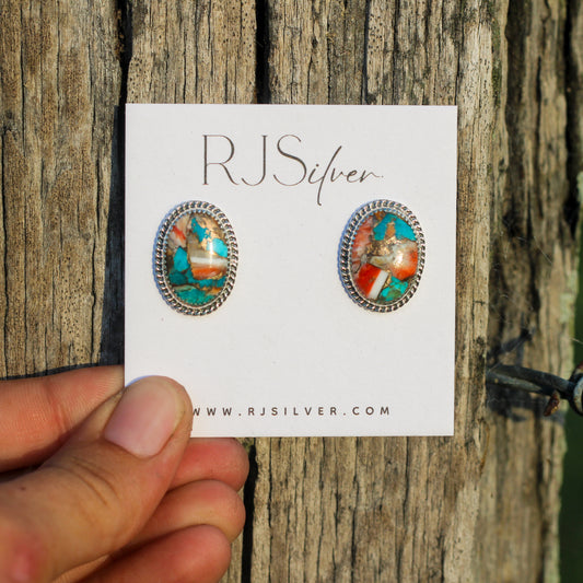 Spiny Oyster & Turquoise Studs